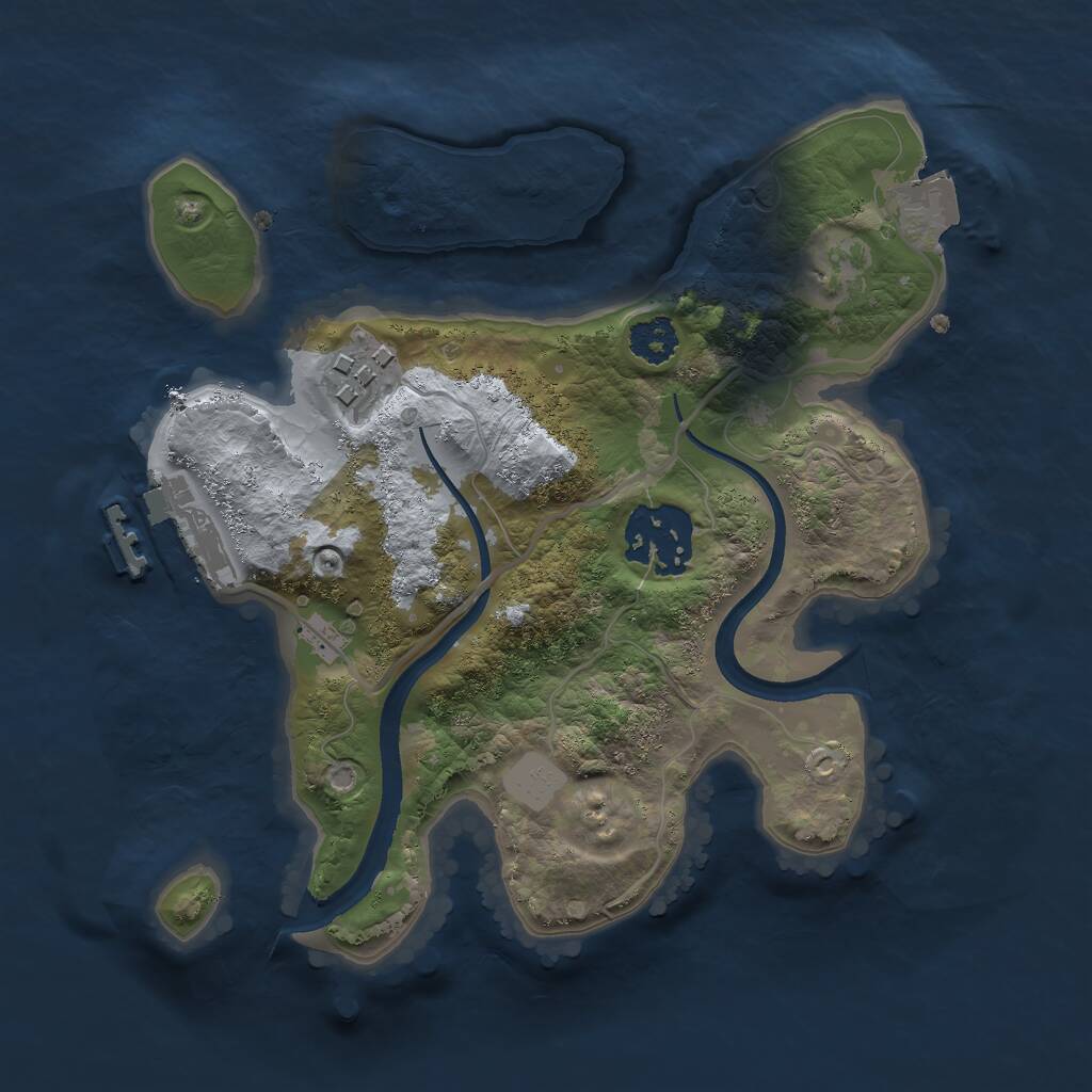 Rust Map: Procedural Map, Size: 2300, Seed: 3761, 4 Monuments