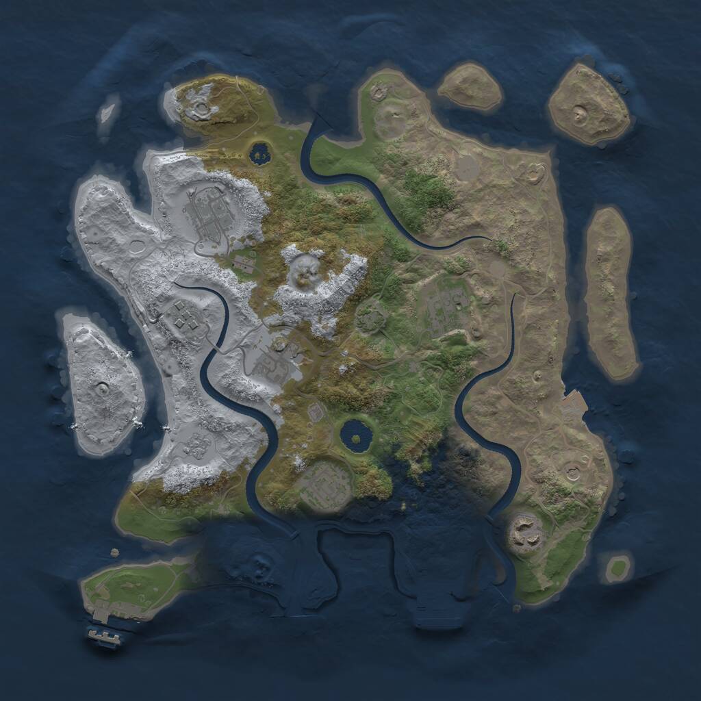Rust Map: Procedural Map, Size: 3300, Seed: 141563490, 12 Monuments