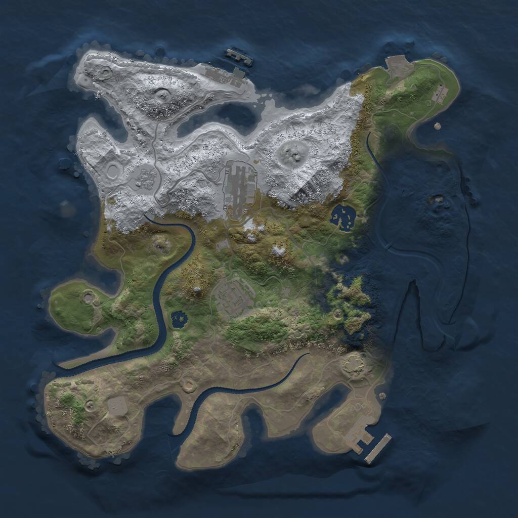 Rust Map: Procedural Map, Size: 3000, Seed: 66736, 8 Monuments