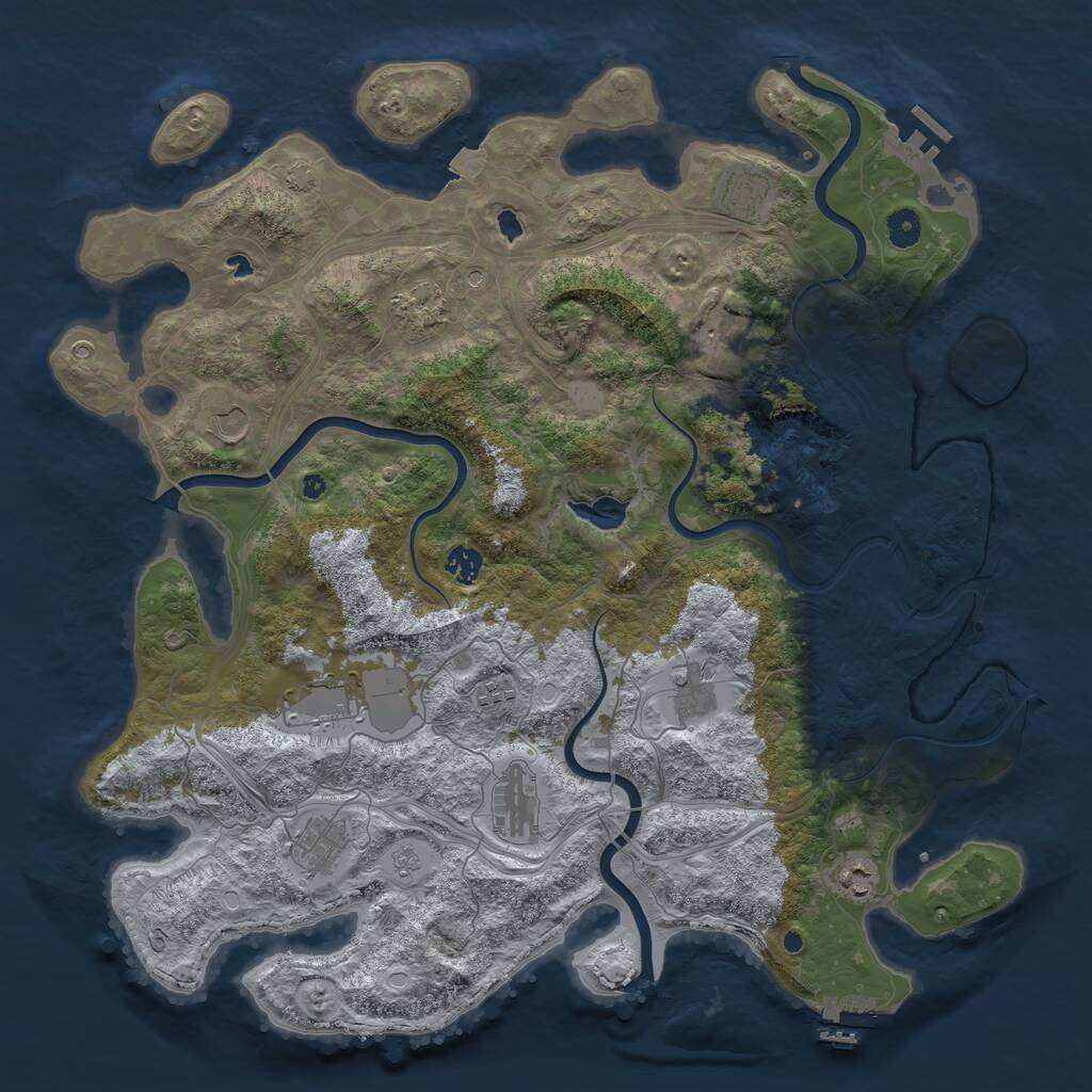 Rust Map: Procedural Map, Size: 4500, Seed: 2086203437, 17 Monuments