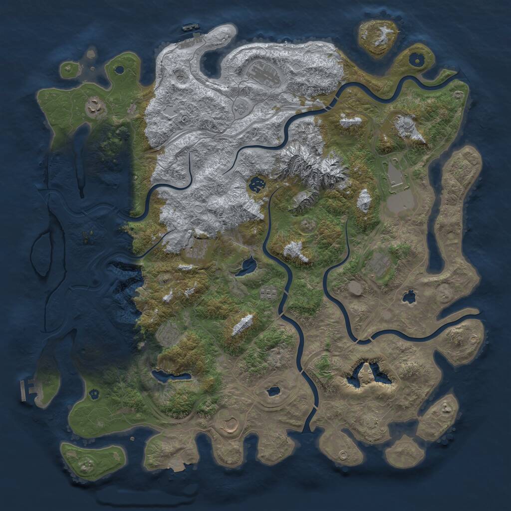 Rust Map: Procedural Map, Size: 5000, Seed: 1892406135, 16 Monuments