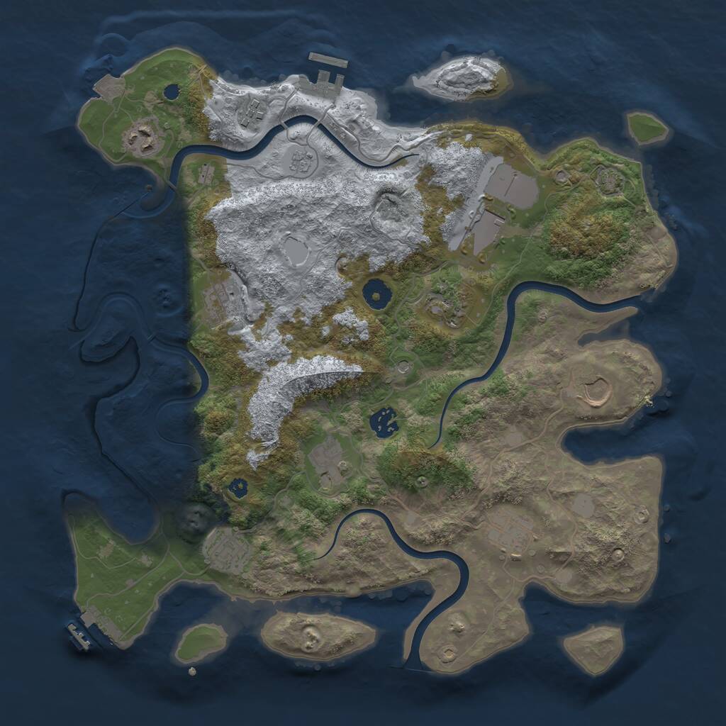 Rust Map: Procedural Map, Size: 3750, Seed: 1508388658, 16 Monuments