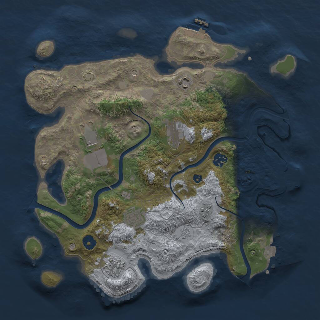Rust Map: Procedural Map, Size: 3500, Seed: 1874711689, 13 Monuments