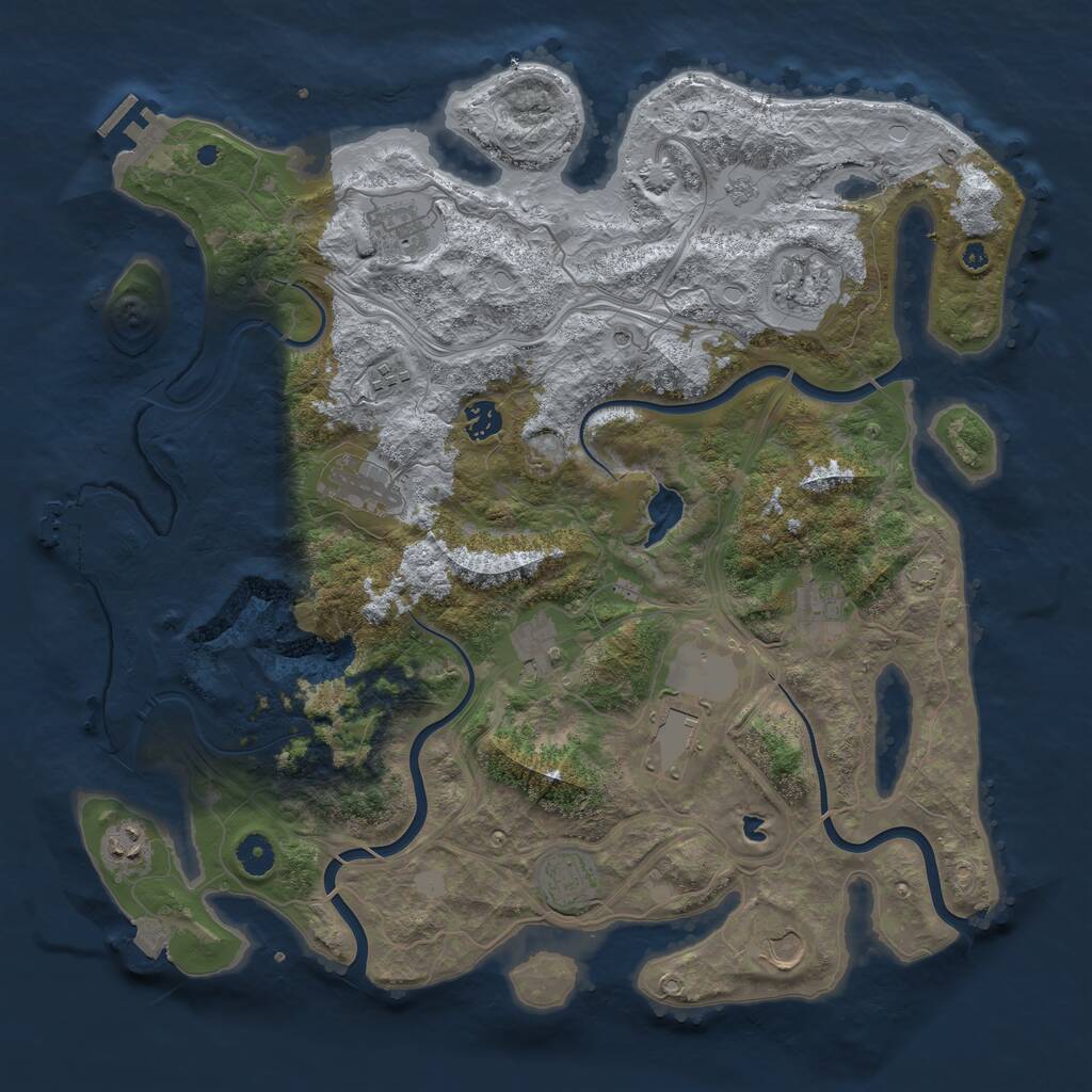 Rust Map: Procedural Map, Size: 4250, Seed: 644979657, 17 Monuments