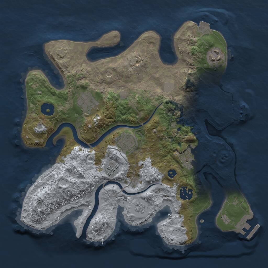 Rust Map: Procedural Map, Size: 3000, Seed: 1321232, 12 Monuments