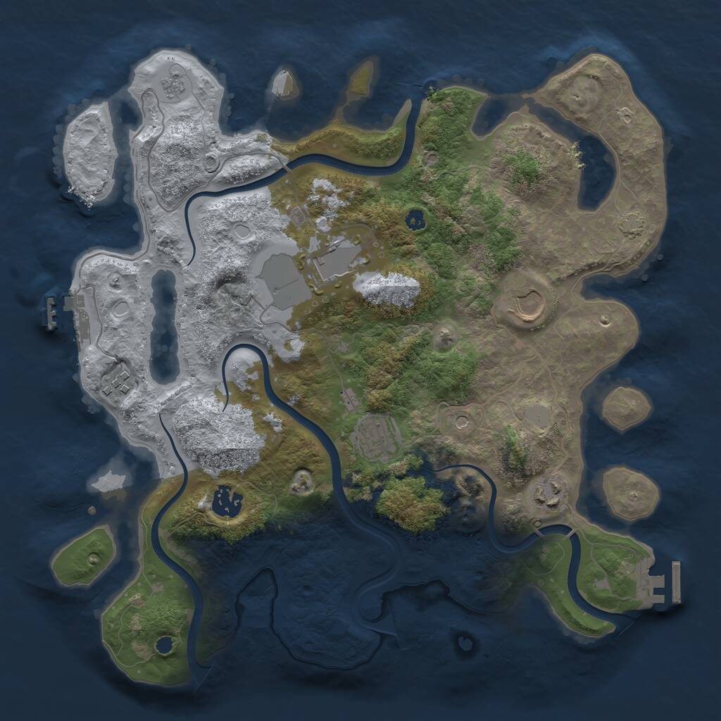 Rust Map: Procedural Map, Size: 3500, Seed: 986460477, 12 Monuments