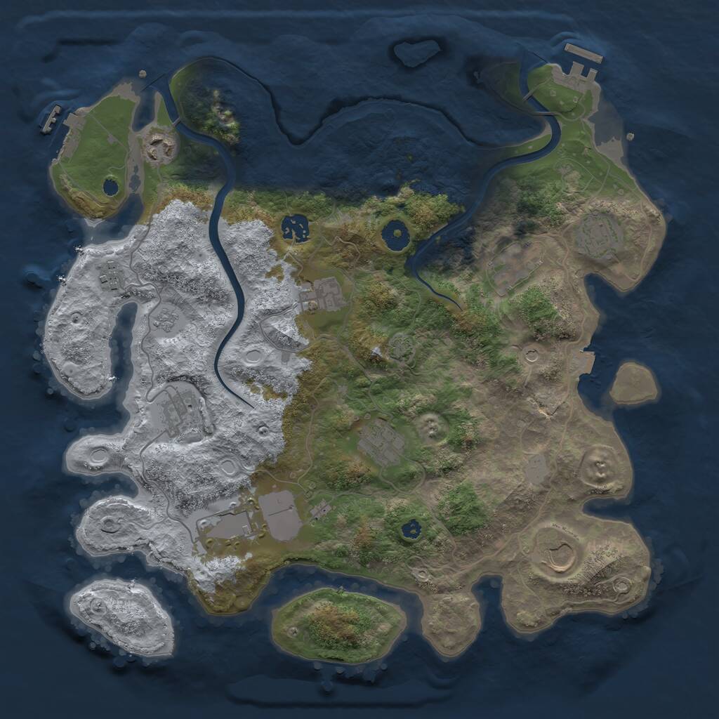 Rust Map: Procedural Map, Size: 3750, Seed: 1041562257, 16 Monuments