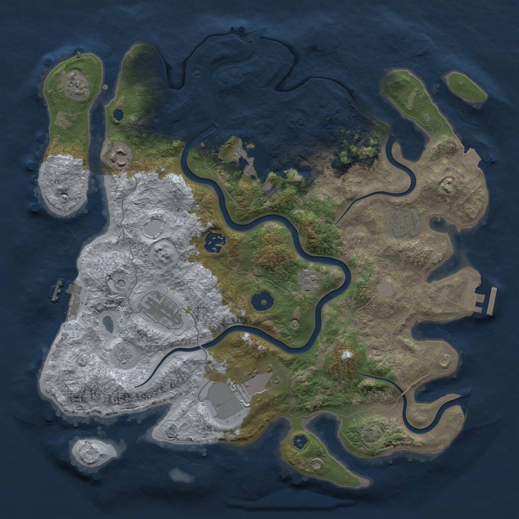 Rust Map: Procedural Map, Size: 3750, Seed: 2118889615, 13 Monuments