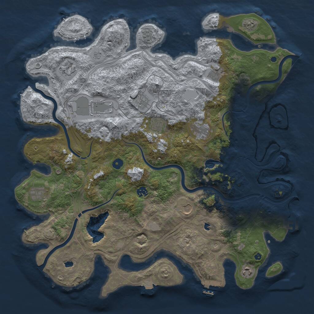Rust Map: Procedural Map, Size: 4500, Seed: 2020418750, 17 Monuments