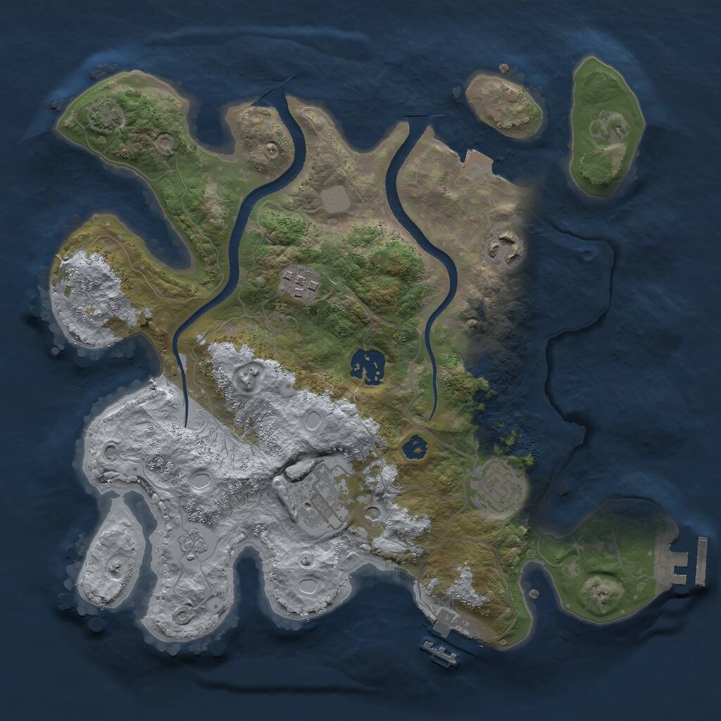 Rust Map: Procedural Map, Size: 3000, Seed: 487719916, 11 Monuments