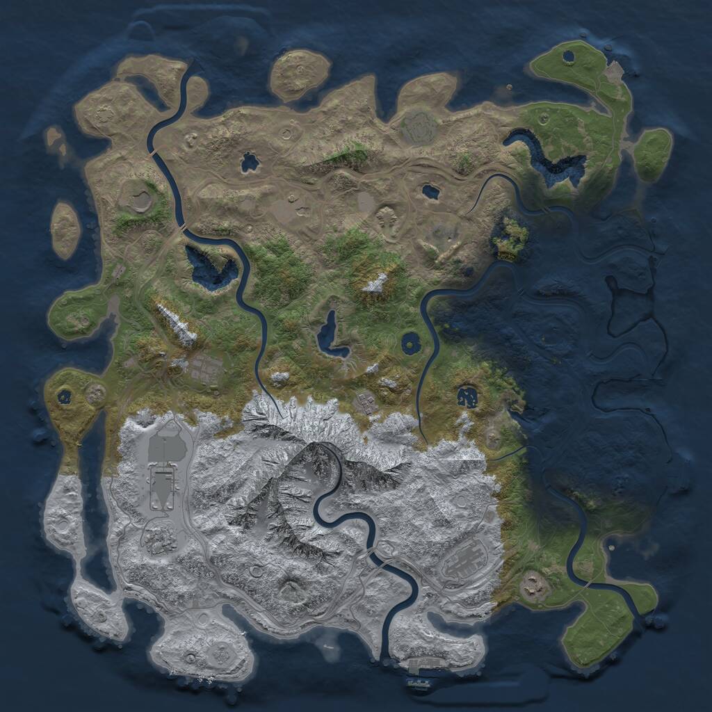 Rust Map: Procedural Map, Size: 5000, Seed: 1070137840, 17 Monuments