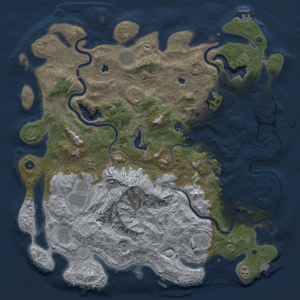 Rust Map: Procedural Map, Size: 5000, Seed: 1070137840, 16 Monuments