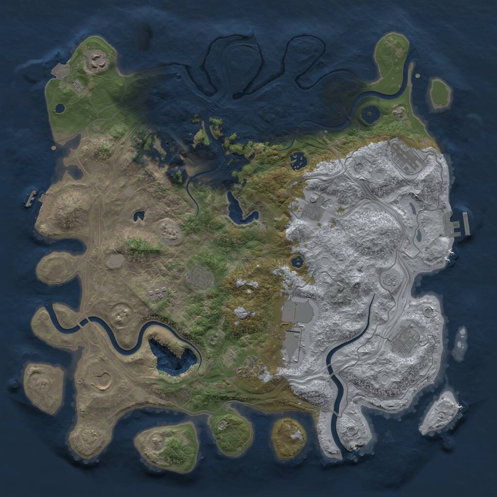 Rust Map: Procedural Map, Size: 4250, Seed: 1341902629, 17 Monuments