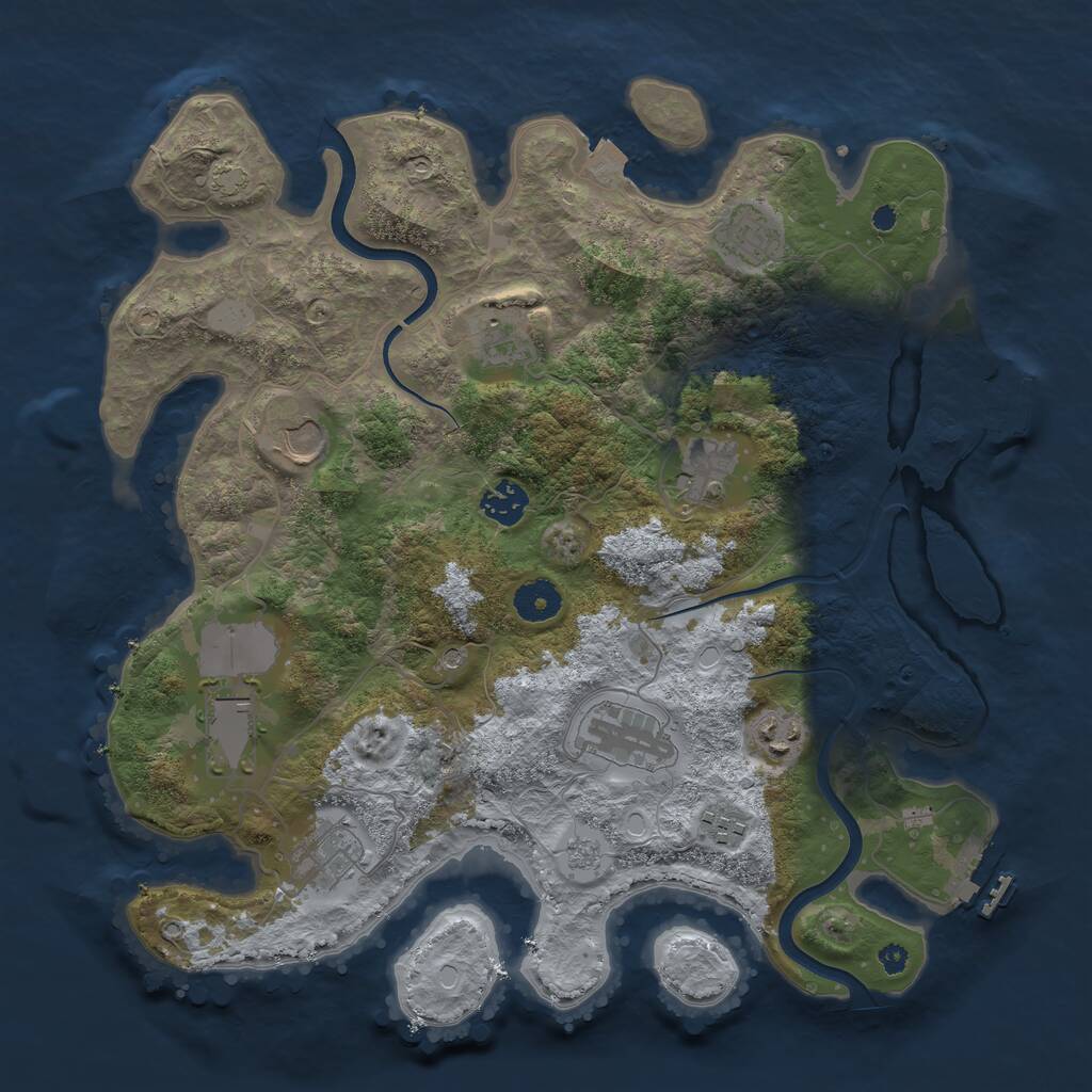 Rust Map: Procedural Map, Size: 3700, Seed: 1081254939, 16 Monuments