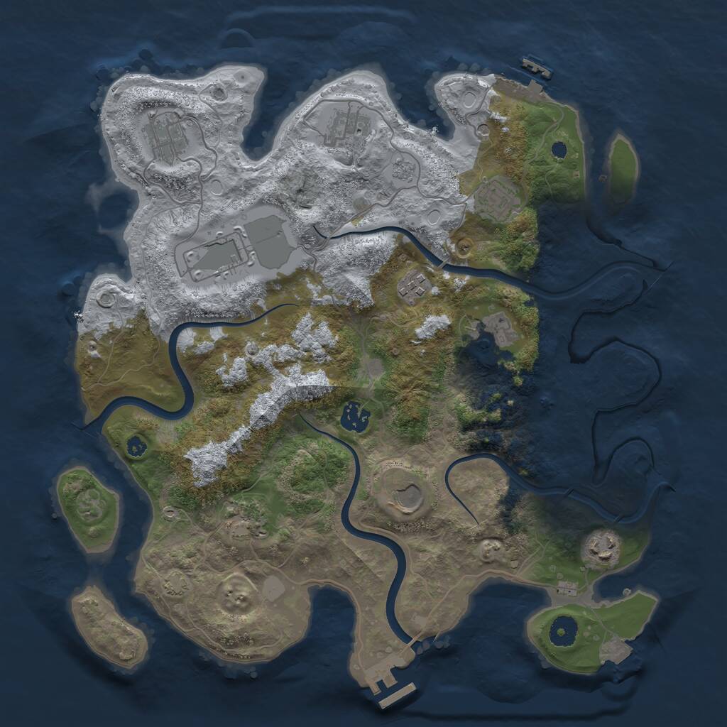Rust Map: Procedural Map, Size: 3700, Seed: 1172707754, 16 Monuments