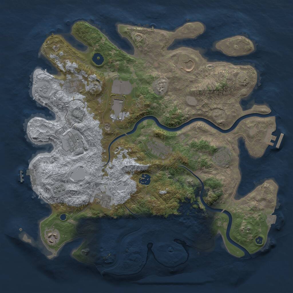 Rust Map: Procedural Map, Size: 3850, Seed: 1390513408, 16 Monuments