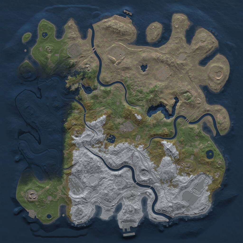 Rust Map: Procedural Map, Size: 4250, Seed: 2013885231, 17 Monuments
