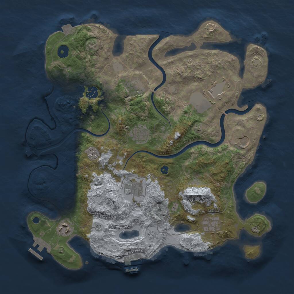 Rust Map: Procedural Map, Size: 3600, Seed: 836679, 15 Monuments