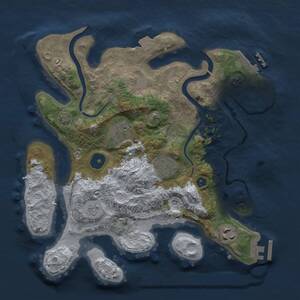 Thumbnail Rust Map: Procedural Map, Size: 3000, Seed: 1643984792, 9 Monuments