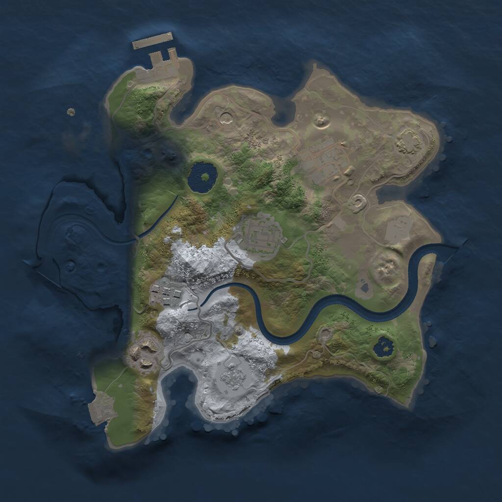Rust Map: Procedural Map, Size: 2500, Seed: 28045, 9 Monuments