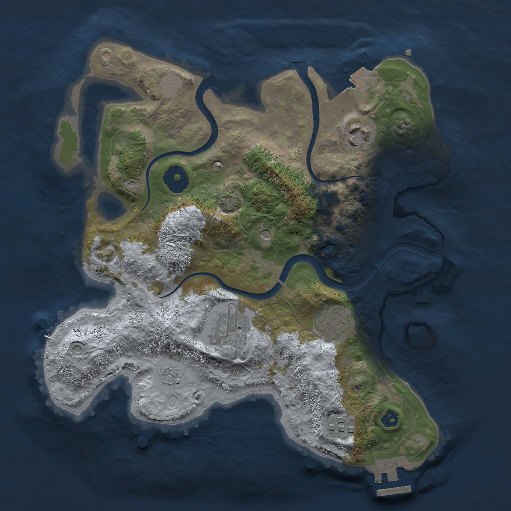 Rust Map: Procedural Map, Size: 3000, Seed: 63434777, 9 Monuments