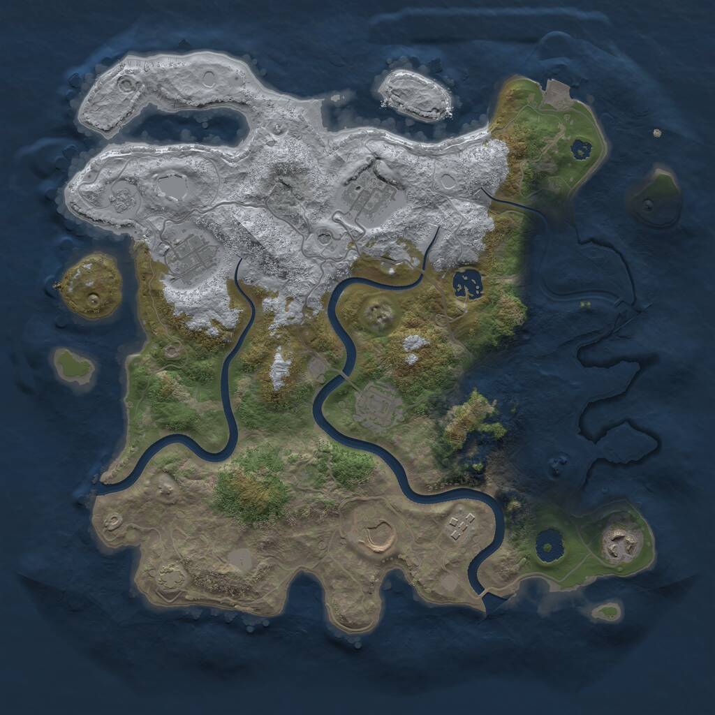 Rust Map: Procedural Map, Size: 3500, Seed: 1482874152, 11 Monuments