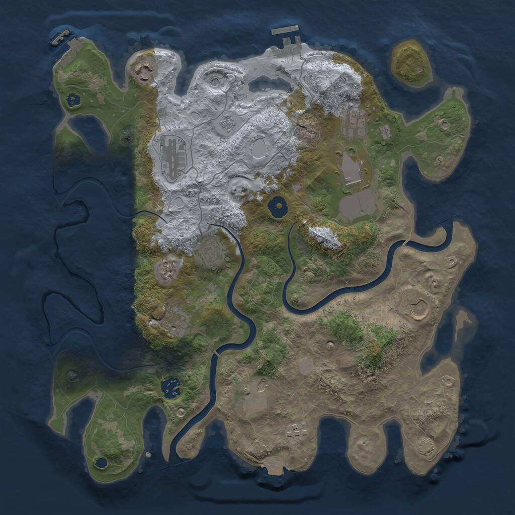 Rust Map: Procedural Map, Size: 3800, Seed: 636125294, 16 Monuments