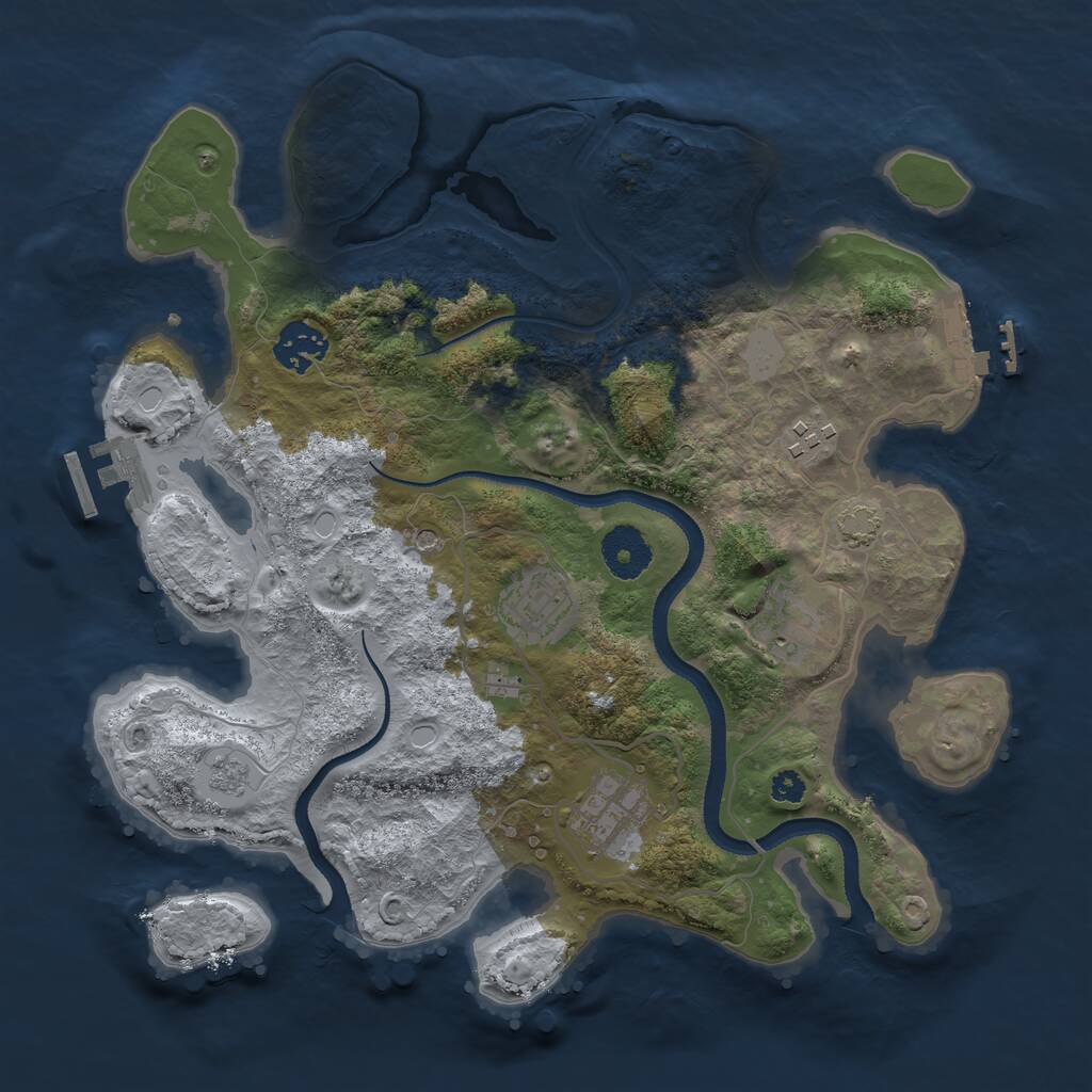 Rust Map: Procedural Map, Size: 3250, Seed: 1517044317, 11 Monuments