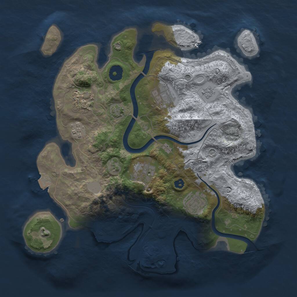 Rust Map: Procedural Map, Size: 3000, Seed: 185428102, 9 Monuments
