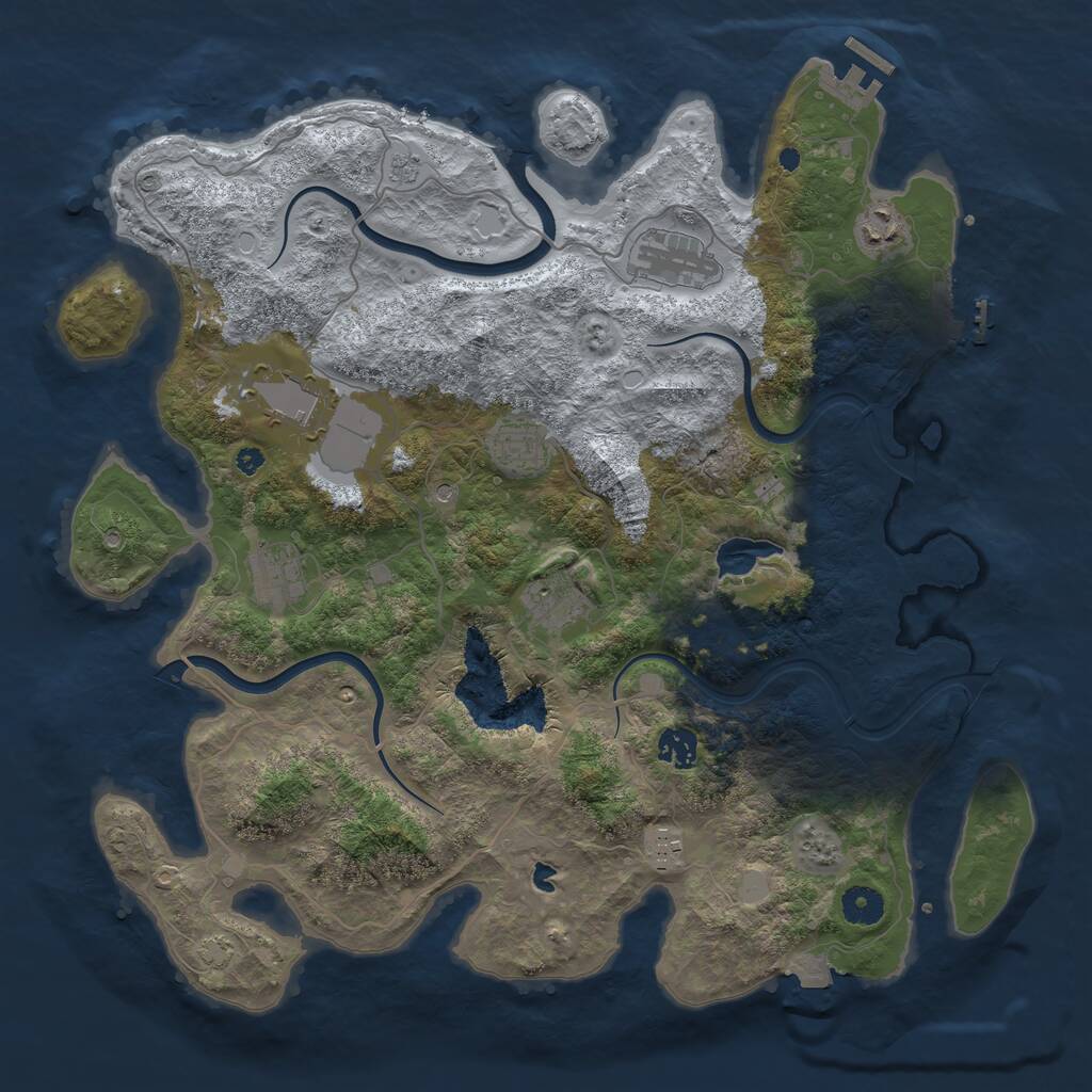 Rust Map: Procedural Map, Size: 4000, Seed: 1088066045, 14 Monuments