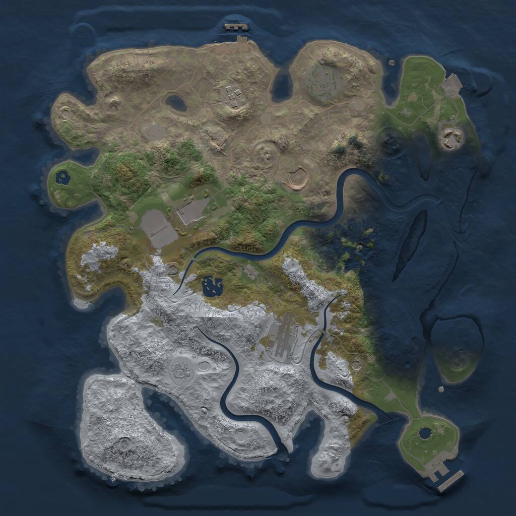 Rust Map: Procedural Map, Size: 3500, Seed: 1640474325, 13 Monuments