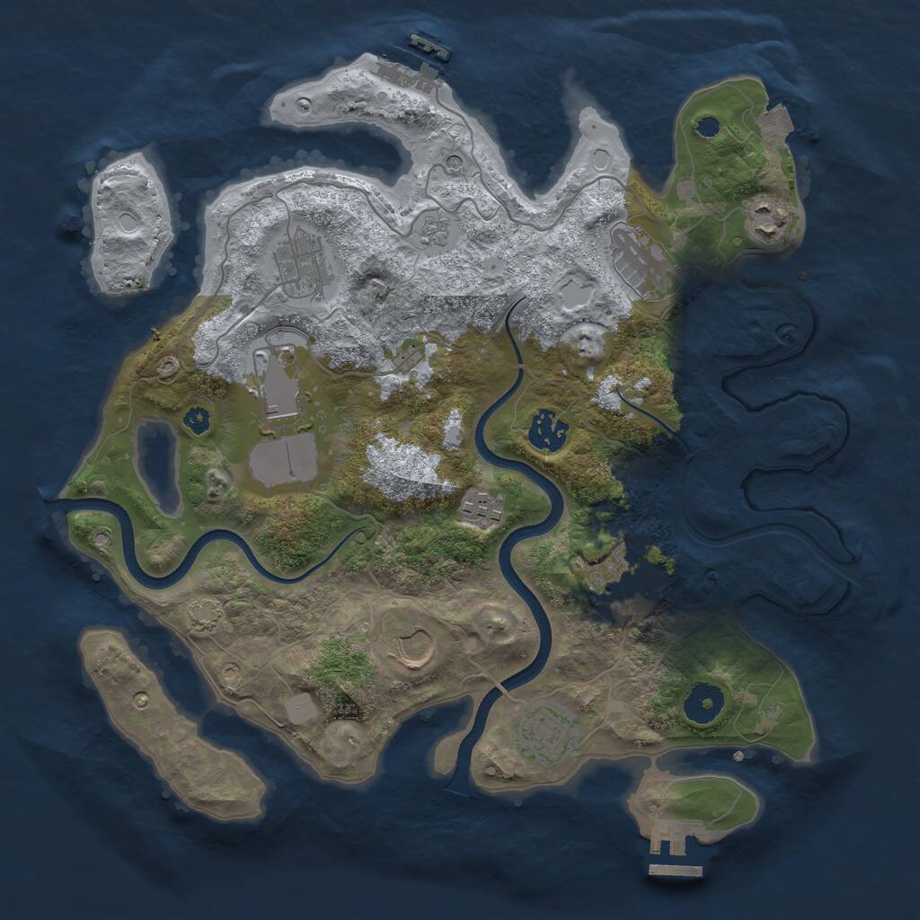 Rust Map: Procedural Map, Size: 3500, Seed: 299800064, 15 Monuments