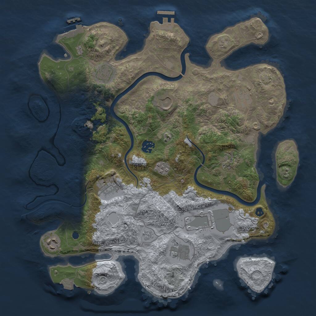 Rust Map: Procedural Map, Size: 3700, Seed: 643807848, 16 Monuments