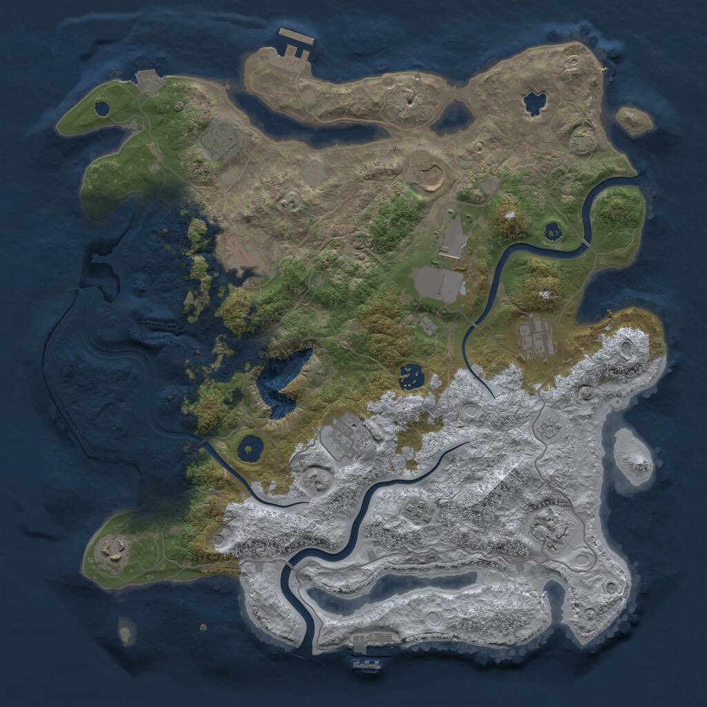Rust Map: Procedural Map, Size: 4000, Seed: 676773437, 16 Monuments