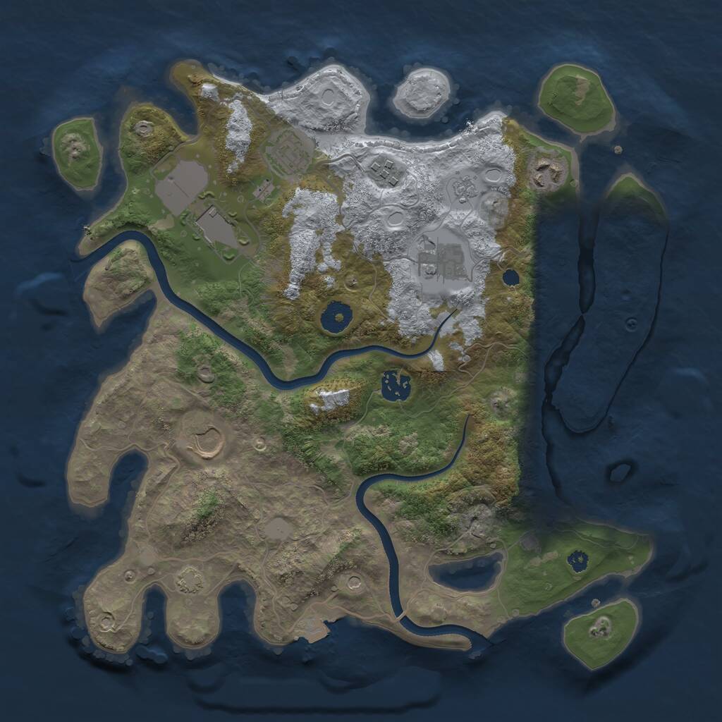 Rust Map: Procedural Map, Size: 3500, Seed: 342126462, 11 Monuments