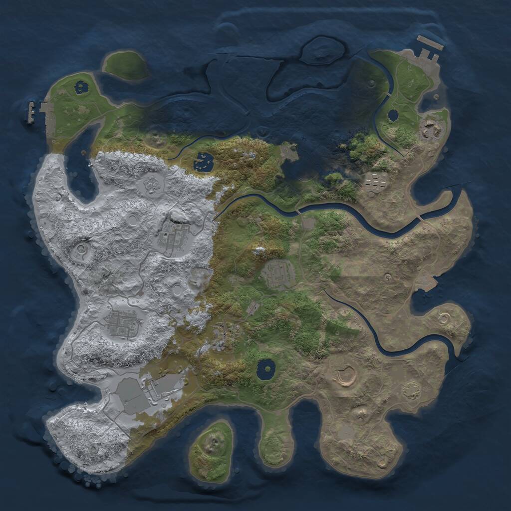 Rust Map: Procedural Map, Size: 3750, Seed: 1842135296, 16 Monuments