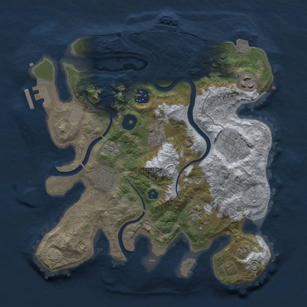 Rust Map: Procedural Map, Size: 3000, Seed: 2023598318, 13 Monuments