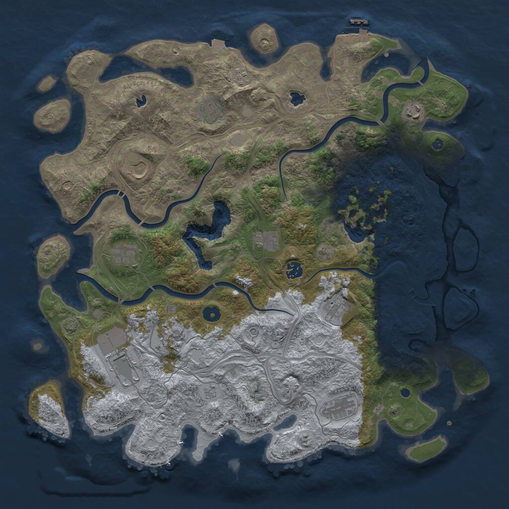 Rust Map: Procedural Map, Size: 4500, Seed: 478603822, 17 Monuments