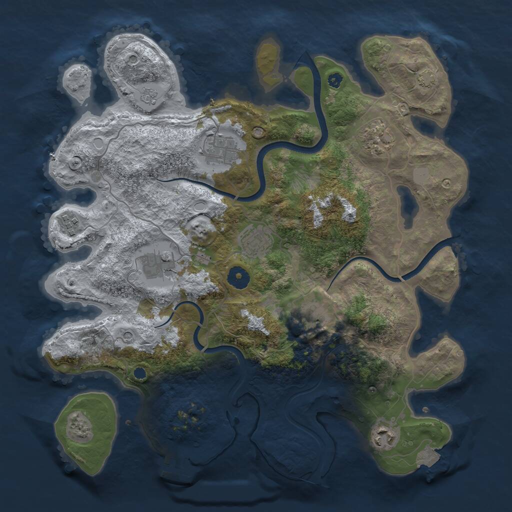 Rust Map: Procedural Map, Size: 3500, Seed: 626129164, 12 Monuments