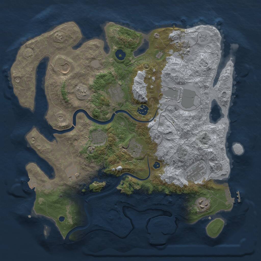 Rust Map: Procedural Map, Size: 3750, Seed: 1825139131, 17 Monuments