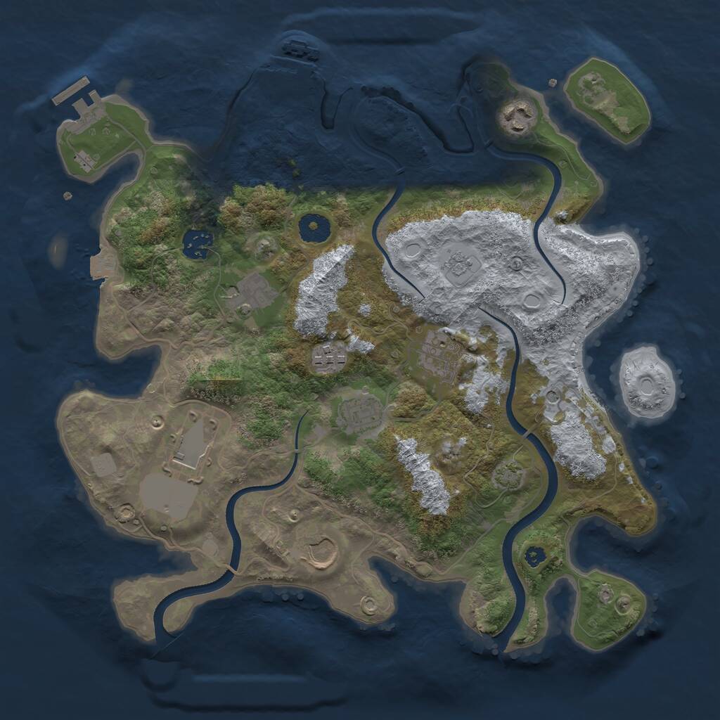 Rust Map: Procedural Map, Size: 3500, Seed: 1254672189, 14 Monuments
