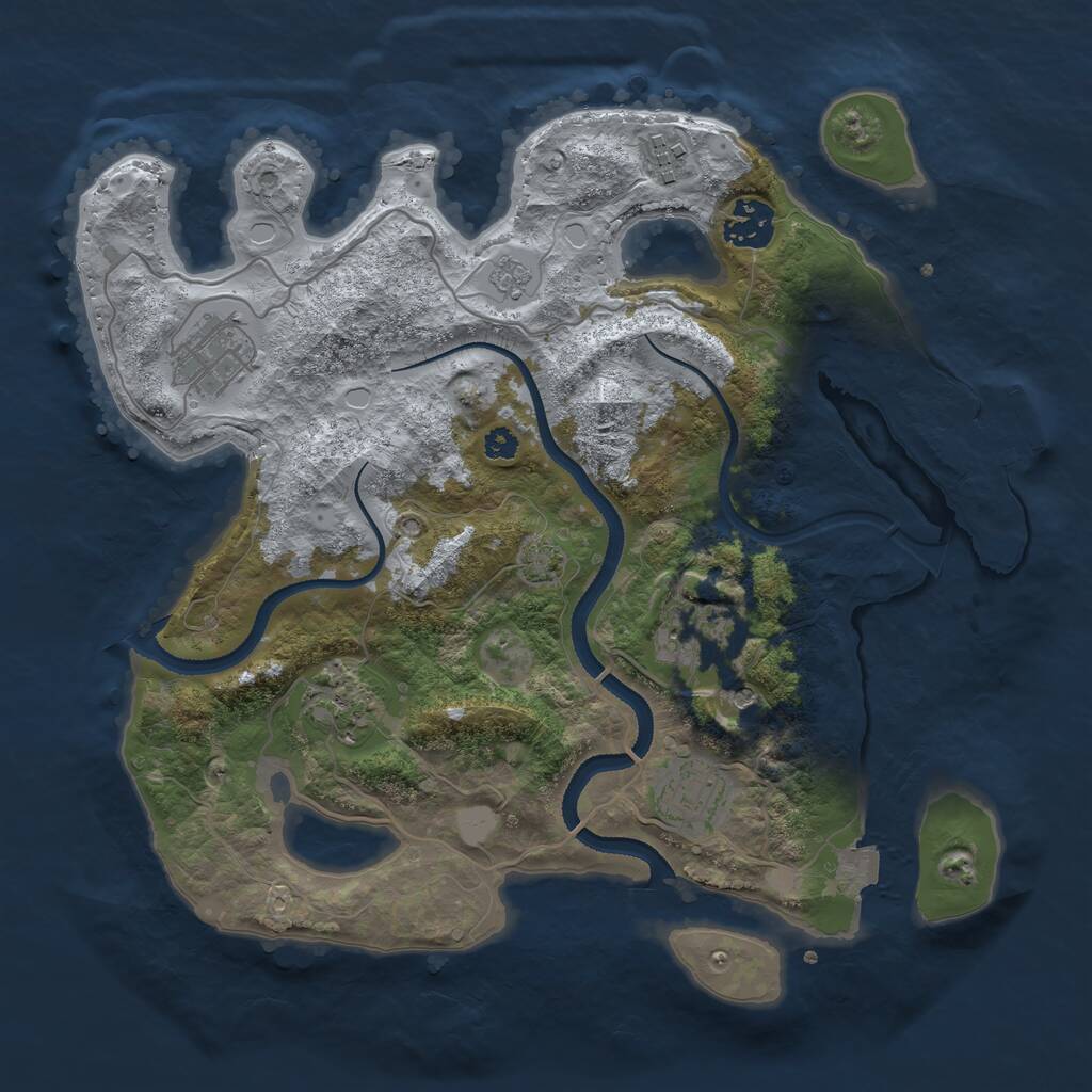 Rust Map: Procedural Map, Size: 3250, Seed: 821649385, 11 Monuments