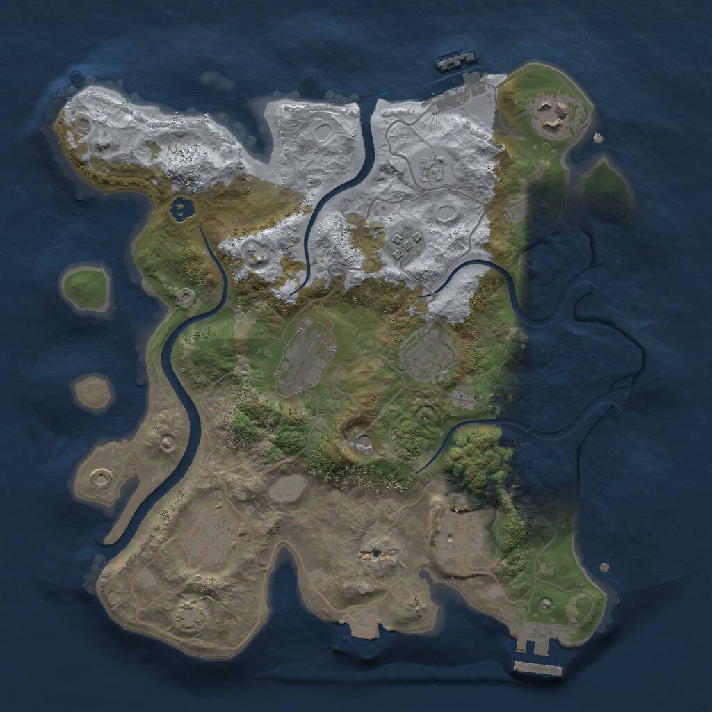Rust Map: Procedural Map, Size: 3000, Seed: 768116175, 12 Monuments