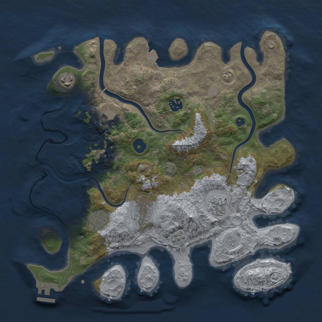 Rust Map: Procedural Map, Size: 3600, Seed: 26625, 12 Monuments