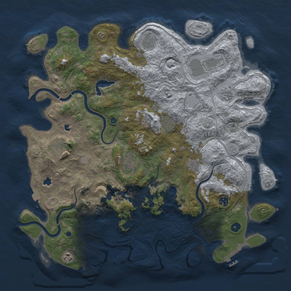 Rust Map: Procedural Map, Size: 4600, Seed: 801228505, 16 Monuments
