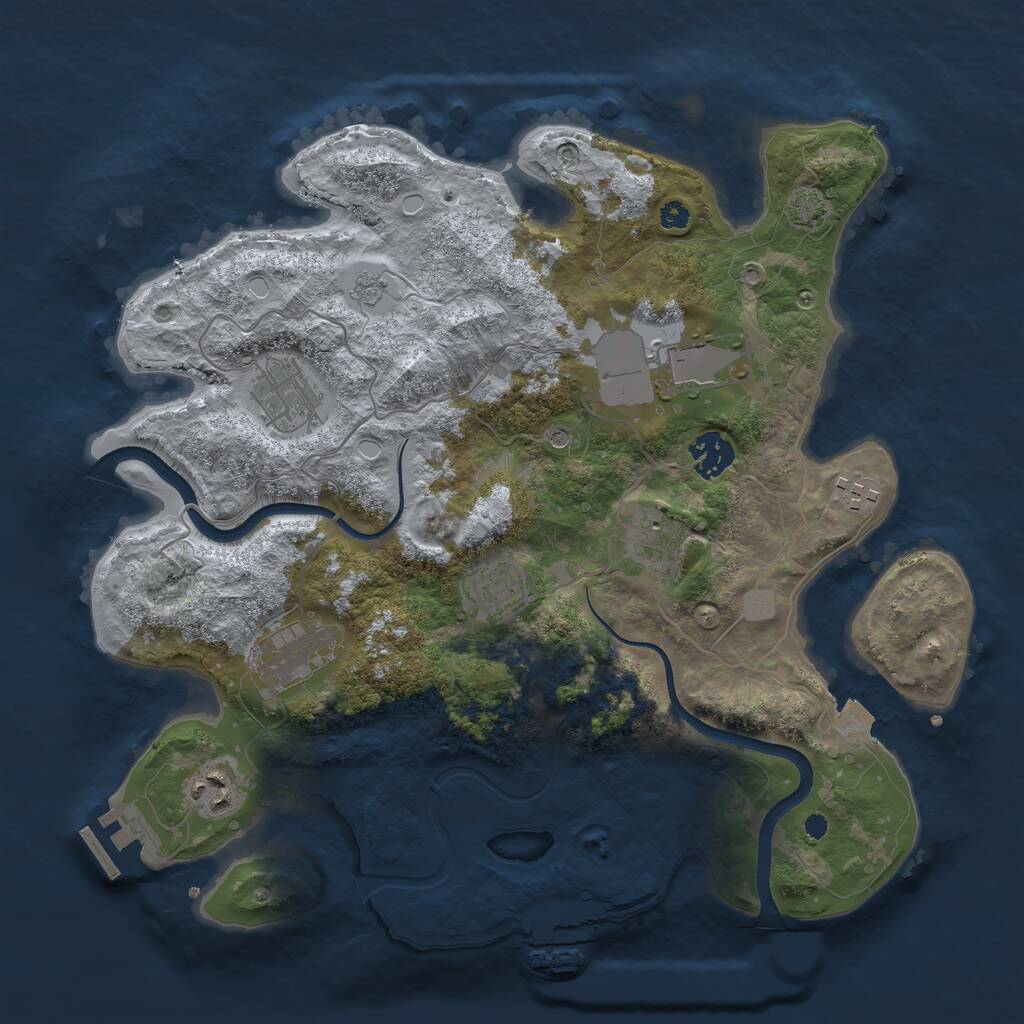 Rust Map: Procedural Map, Size: 3500, Seed: 966806067, 14 Monuments
