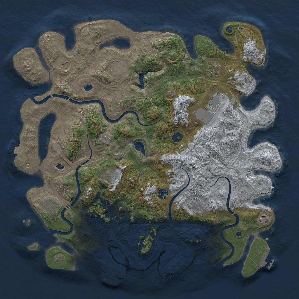 Rust Map: Procedural Map, Size: 4500, Seed: 16320, 16 Monuments