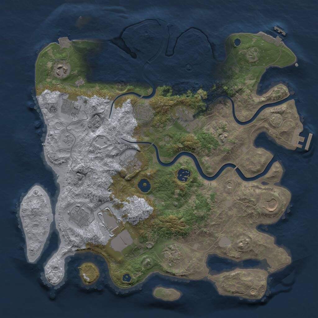 Rust Map: Procedural Map, Size: 3750, Seed: 975297, 17 Monuments