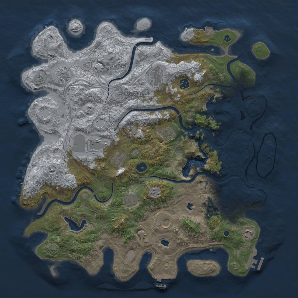 Rust Map: Procedural Map, Size: 4500, Seed: 24840744, 16 Monuments