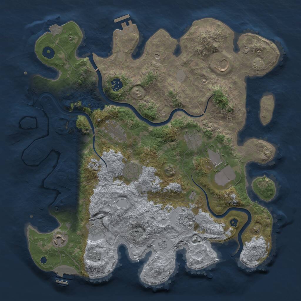 Rust Map: Procedural Map, Size: 3750, Seed: 424915, 16 Monuments